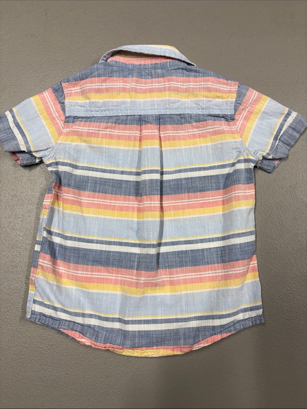 The Children's Place Blue Stripe Button-Up Shirt with Coral Shorts - Picture 3 of 6